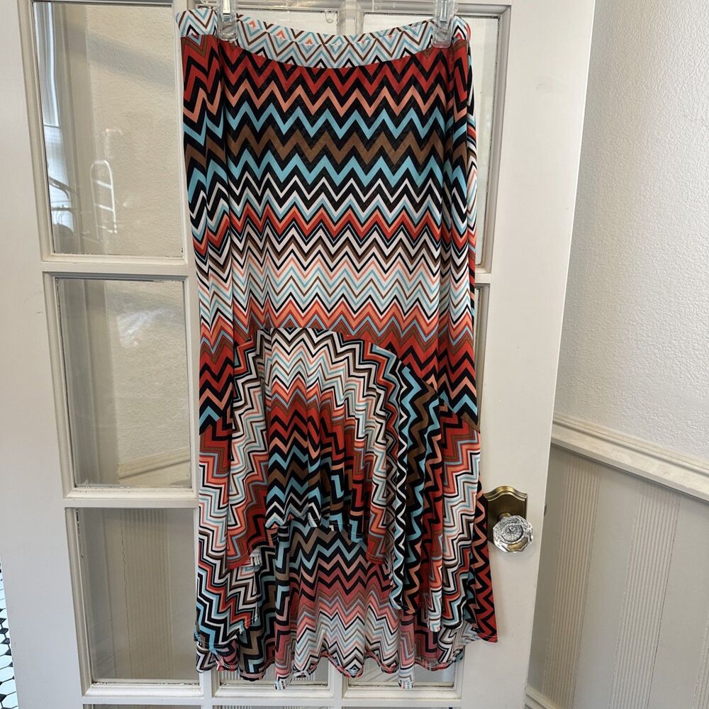 Maxi Hi Low Skirt Chevron Made by Johnny MBJ Womens XL